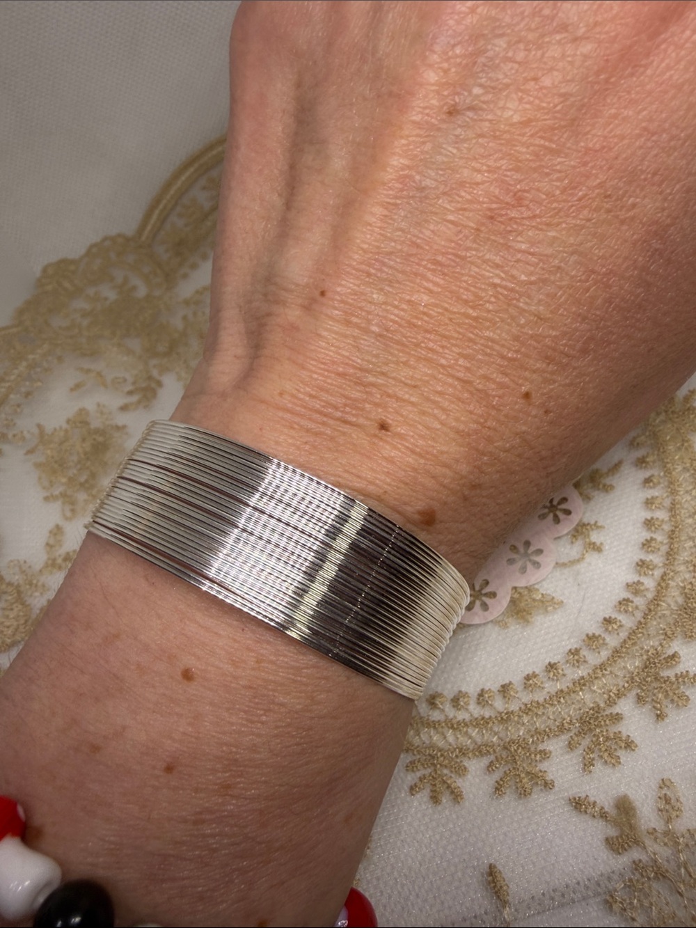 925 Sterling Silver Wide Multi Wire Cuff Bracelet Modern Statement Maximalist